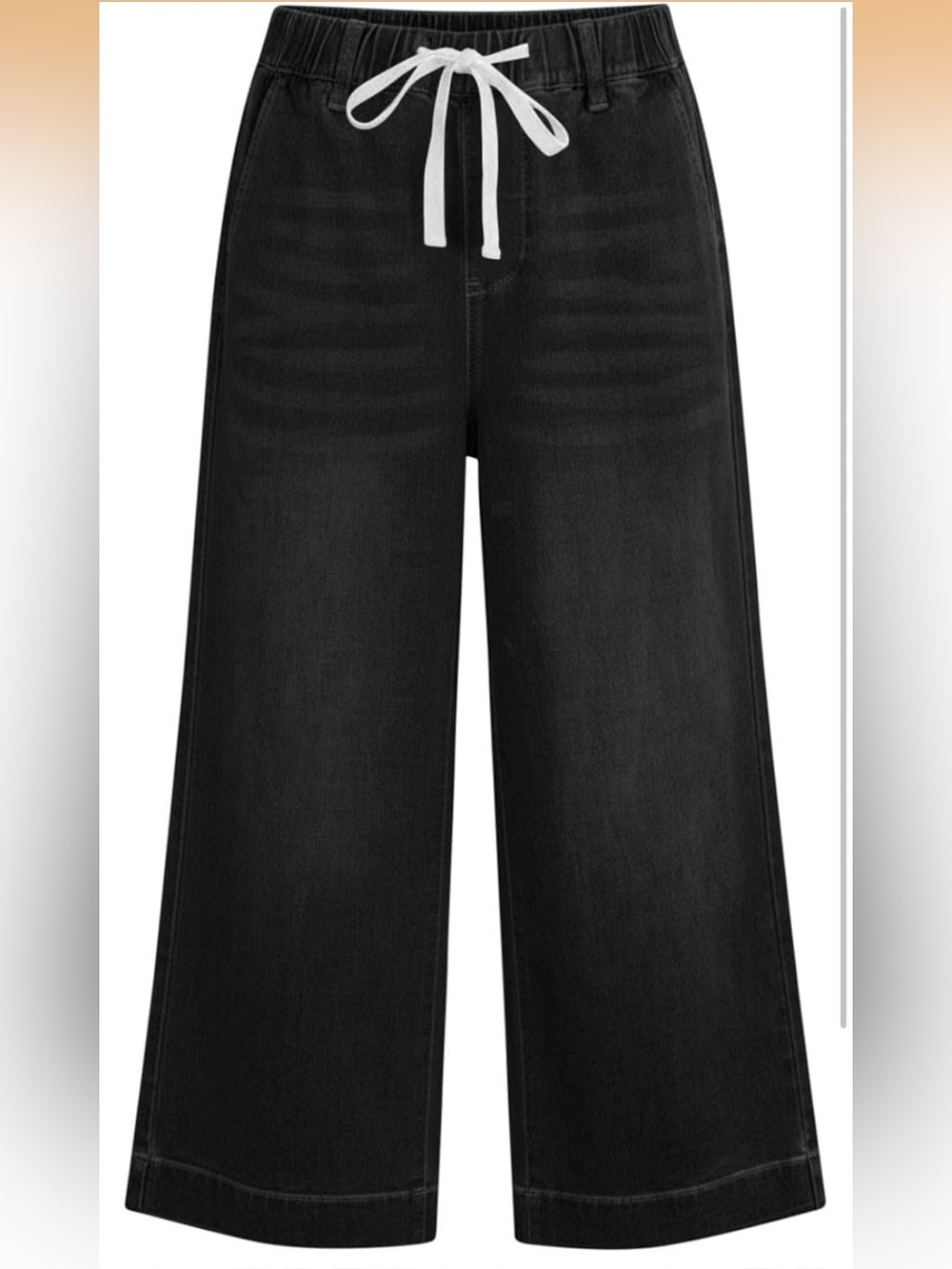 Black Wide-Leg Denim Capris - Picture 5 of 6